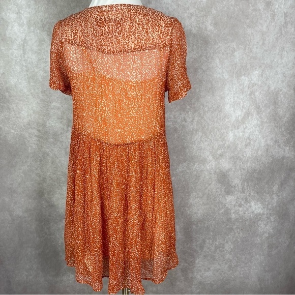 Maeve x Anthropologie Adrian Sheer Tunic Dress In Dark Orange Women's Size S - Picture 6 of 10